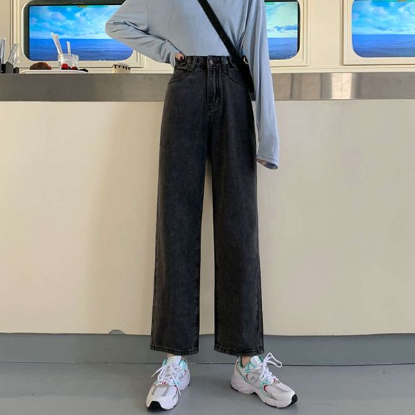 

spring and autumn high waist slim fat sister loose wide leg long pants, Blue