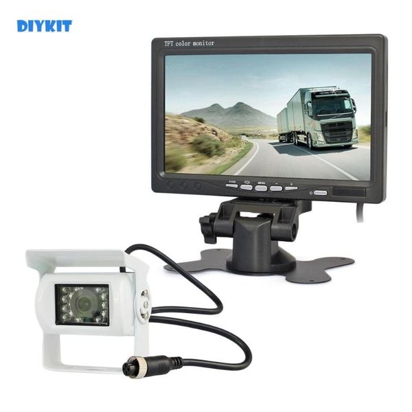 

car rear view cameras& parking sensors diykit 7" tft lcd backup monitor + 4pin ir night vision ccd camera for bus houseboat truck