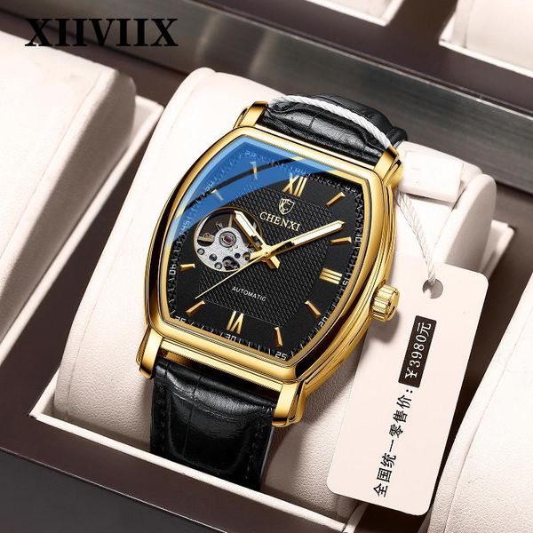 

wristwatches xiiviix design men automatic watch sapphire luxury mechanical wristwatch stainless steel waterproof wrist watches, Slivery;brown