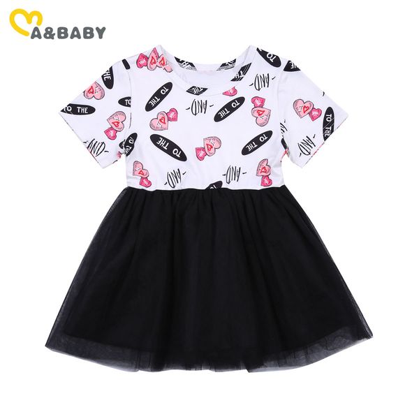 

2-7y valentines day toddler kid girls dresses cartoon heart print tutu party for 210515, Red;yellow