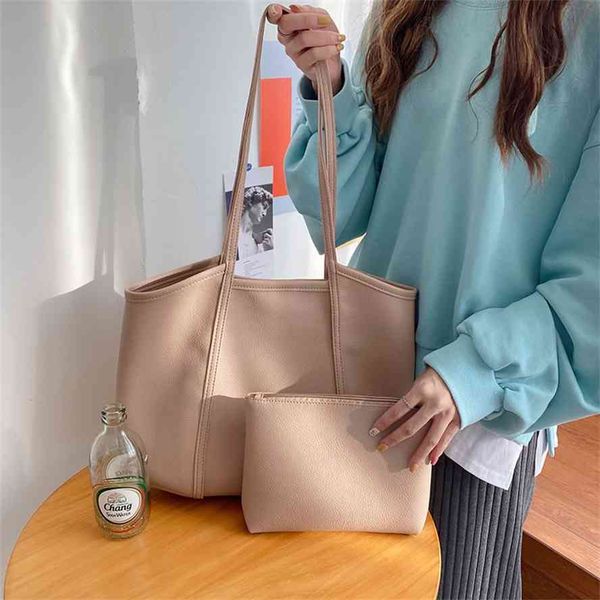 

net red ins languid wind large capacity son and mother single shoulder tote pu soft leather shopping fashion bag