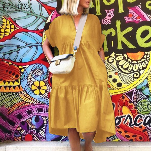 

dresses ruffle women's 2021 casual francais robe summer party dress plus size solid sundress ladies midi vestido de mujer, Black;gray