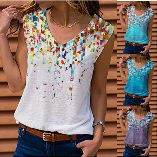 

women's t-shirt summer short sleeve women t-shirts fashion floral 3d print loose v-neck female pullover casual tee clothing wholesale, White