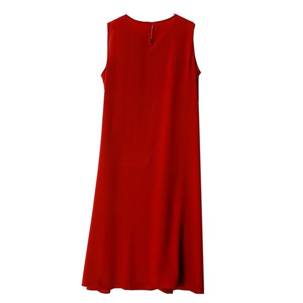 

dress lotus leaf crepe de chine 2021 summer temperament red vest skirt hepburn wind mulberry silk, Black;gray