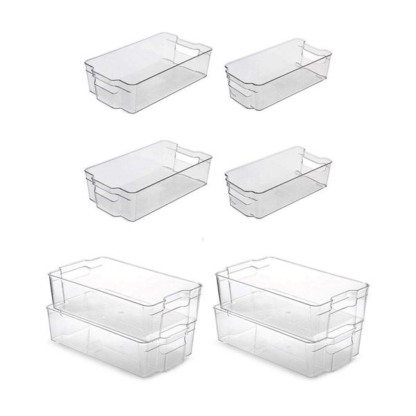 

pcs clear pantry organizer bins household plastic storage basket, 4 a & b bottles jars