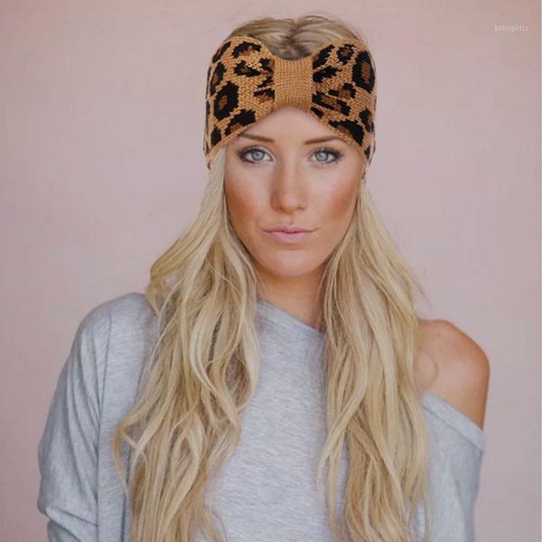 

leopard knit woolen turban hair band cross knot twist high elastic stretch bow hairbands fashion yoga headwrap accessories1
