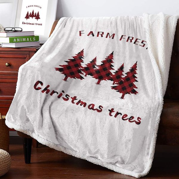 

farm fresh christmas tree sherpa flannel throw blankets thick reversible plush fleece blanket for bed couch sofa decor buffalo