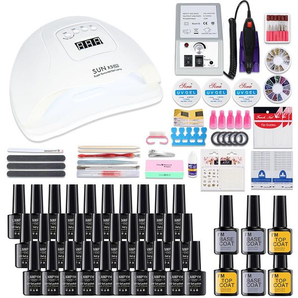 

nail art kits set uv led dryer for manicure 30/20/12 pcs gel polish kit electric drill machine decorations