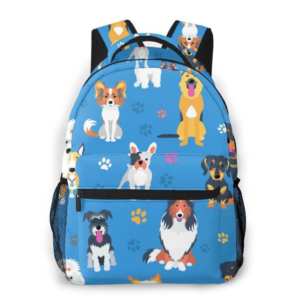 

school bags teenagers boy backpack cartoon dogs and footprint casual lapstudent bag