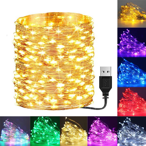 

christmas decorations waterproof usb led string lights 5m 10m copper sier wire fairy garland light lamp for wedding party holiday