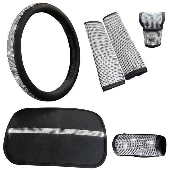 

safety belts & accessories crystal diamond car door handle covers bli ng rhinestone pu leather cover for women