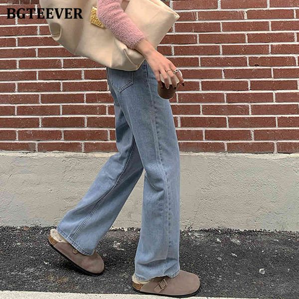 

jeans new casual single-breasted wide leg denim for women 2021 spring high waist fashion loose female long jeans trousers atly, Blue