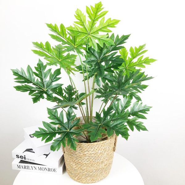 

65cm large artificial tree tropical monstera fake palm plants plastic leaves branches green floor for home garden decor decorative flowers &