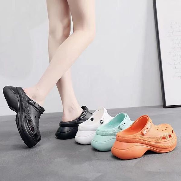 

sandals summer women's thick-soled fashion beach shoes, lightweight household slippers, outdoor sandals, increased flip flops,, Black