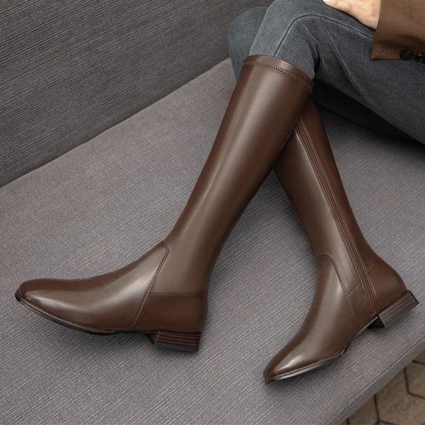 

boots 2021 winter low heels shoes fashion women knee-high platform motorcycles pumps gladiator femme chaussures, Black