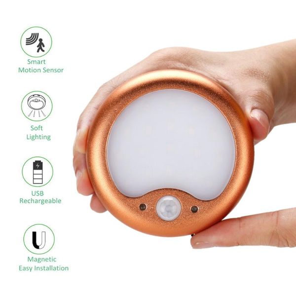 

motion sensor usb rechargeable emergency golden color led under cabinet lamp light