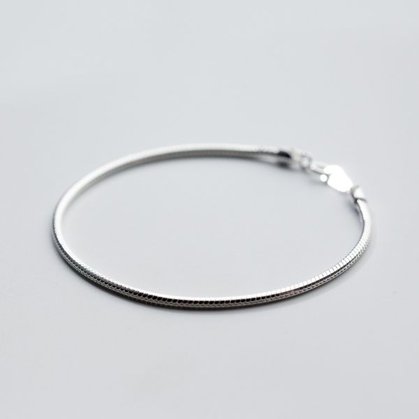 

mloveacc 100% 925 sterling silver korean style simple glossy 2mm snake chian bracelet charm fashion jewelry women popular, Black