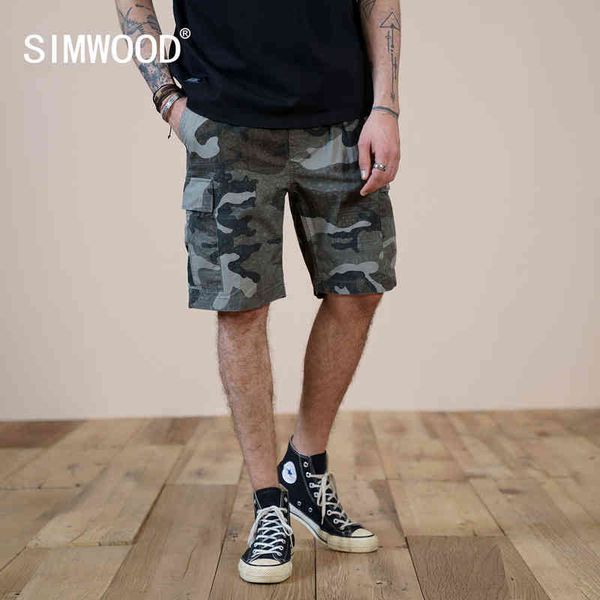 

simwood 2021 summer new oversize camouflage cargo shorts men paisley pattern muti-pockets tactical 100% cotton shorts h1206, White;black
