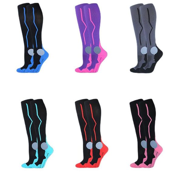 

men women compression socks anti-odor knee high stockings for running flight travel and cycling long hose sports, Black