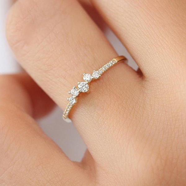 

wedding rings yo 2021 fashion simple 3 colors cz stone for woman gift, Slivery;golden