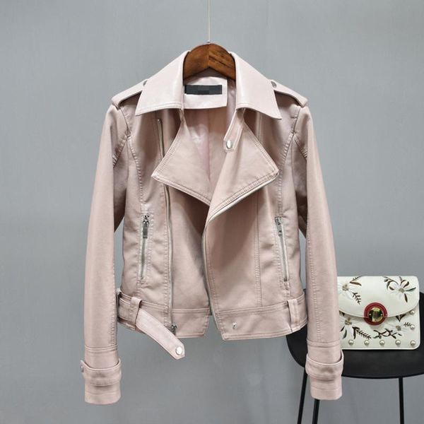 

women's leather & faux jacket black moto biker zipper y2k coat winter fashion