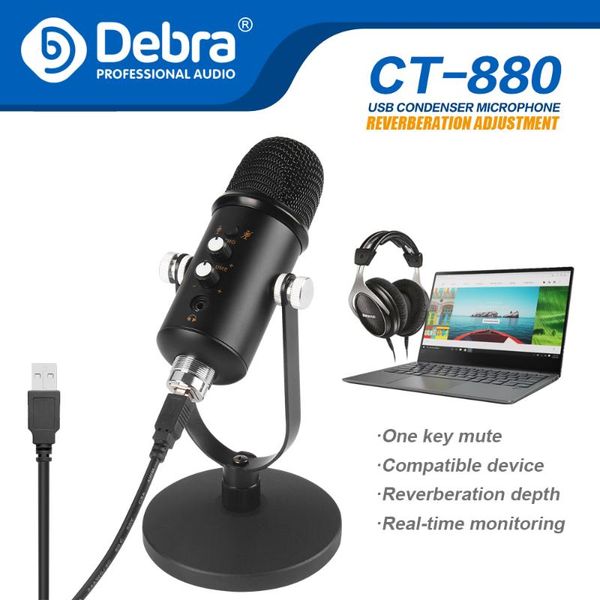 

microphones debra ct-880 192k with usb interface condenser microphone,have monitor,reverberation,mute functions,for live broadcast,recording