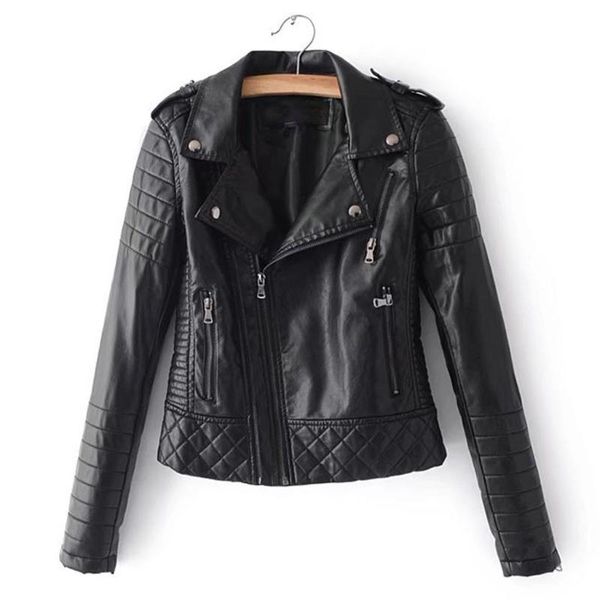 

women's jackets womens casual solid color lapel zipper long sleeve leather jacket coat motorcycle pu ladies 8.23, Black;brown
