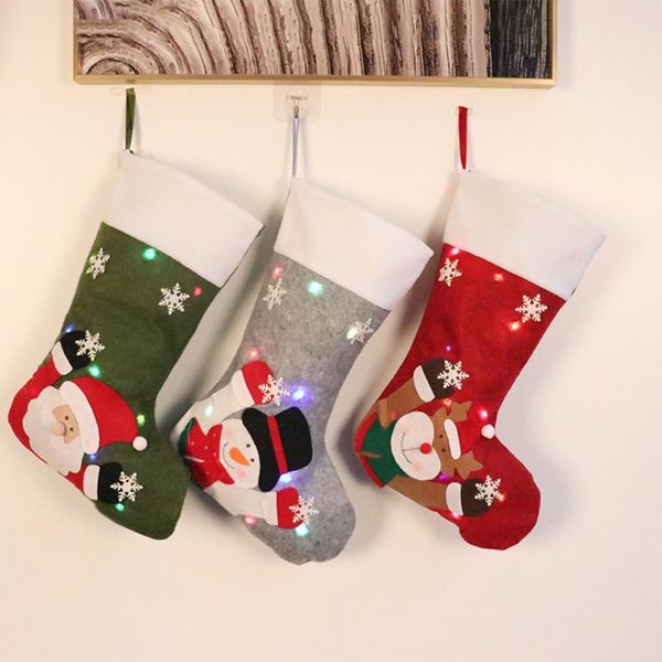 

christmas decorations stockings gift bag santa claus snowman elk tree decoration ornament led sock candy hanging xmas ornaments