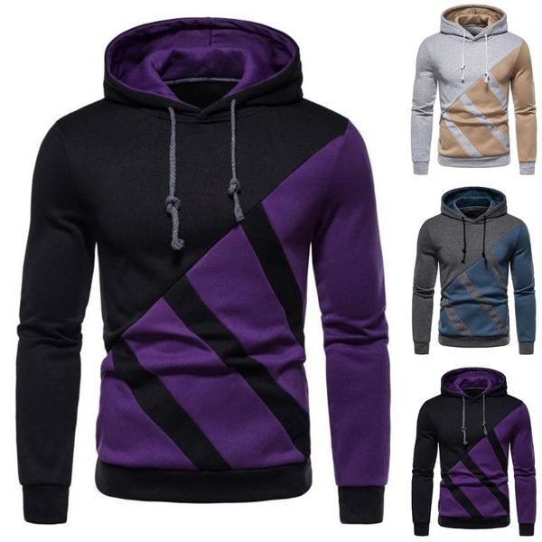 

men's hoodies & sweatshirts debracat oversize color block hooded stripe autumn winter slim men long sleeve hoodie sweatshirt casual spo, Black