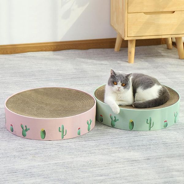 

cat beds & furniture round scratch nest high-density corrugated paper grinding claw board cactus cloud pattern bed toys