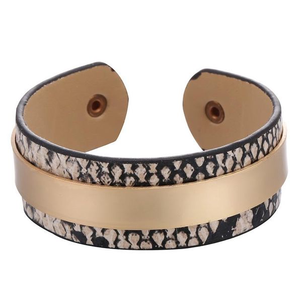 Bangle Moda Leopardo pulseira de couro para as mulheres simples All-match v palavra largo charme cuff wrap femme jóias