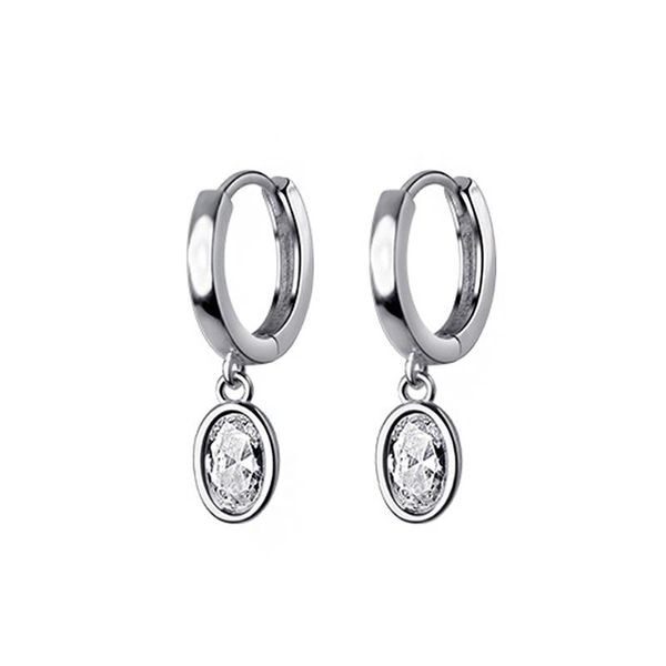 

hoop & huggie real 925 sterling silver earrings for women water drop pendant with cz zircon ear jewelry teardrop hanging, Golden;silver