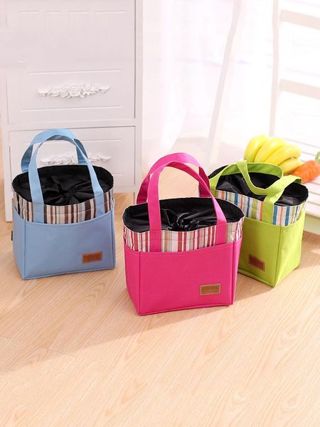 

bag organizer portable lunch thermal insulated box tote cooler bento pouch container school storage bags, Blue;pink
