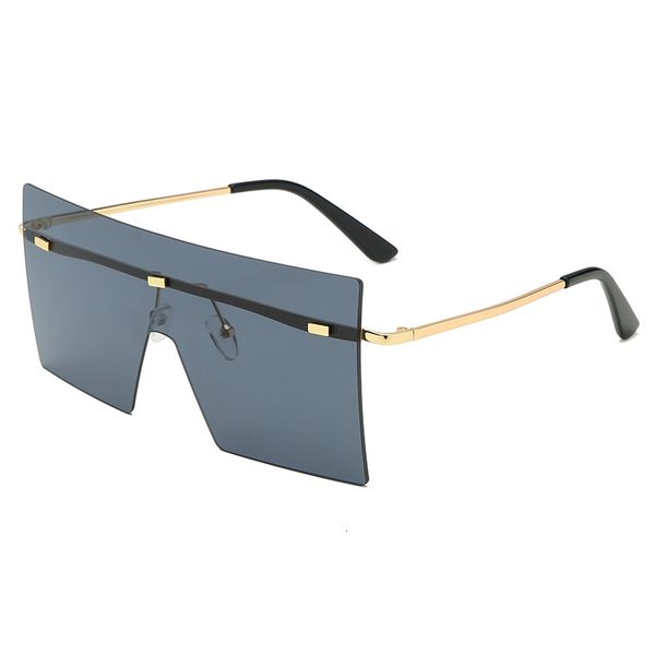 

2021 summer oversized brown sunglasses 2021 women retro vintage luxury brand rimless eyewear oculos de sol feminino big shades a520, White;black