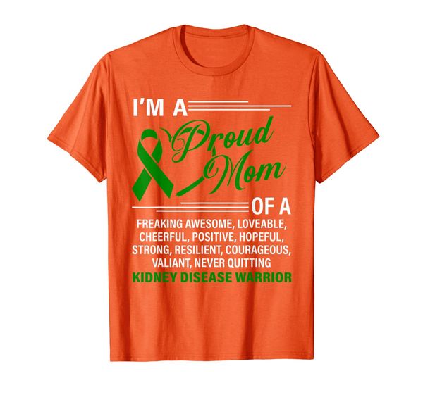 

i'm a proud mom of a kidney disease warrior green ribbon t-shirt, White;black