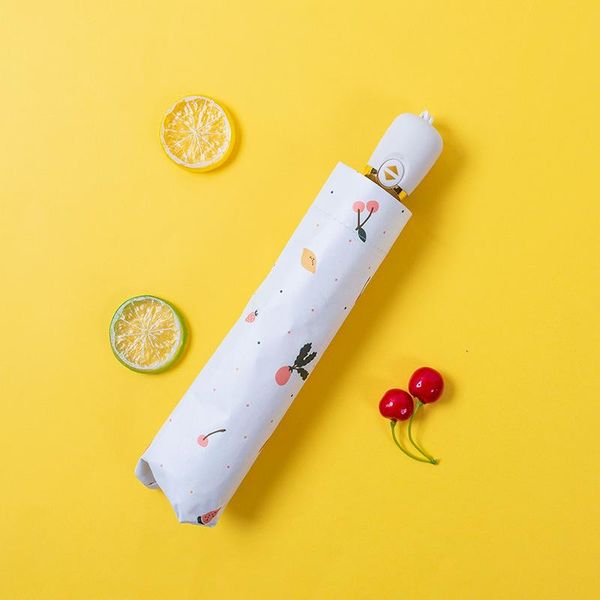 

umbrellas fully automatic umbrella female rain and sun dual-use small fresh mini folding student simple three-fold