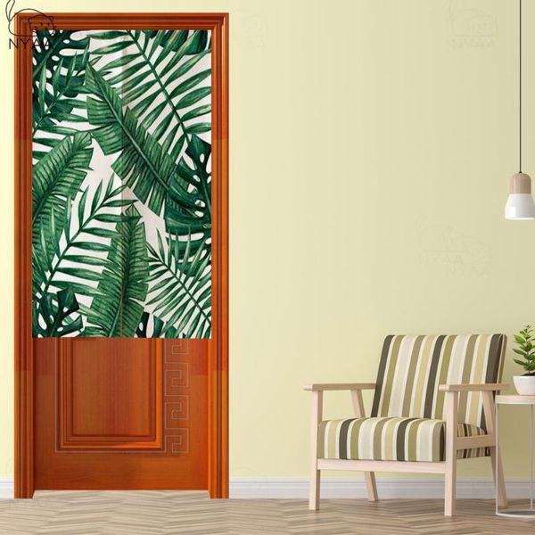 

japanese linen door curtain ink painting hanging plant refreshing leaves for kitchen bedroom noren doorway curtains & drapes