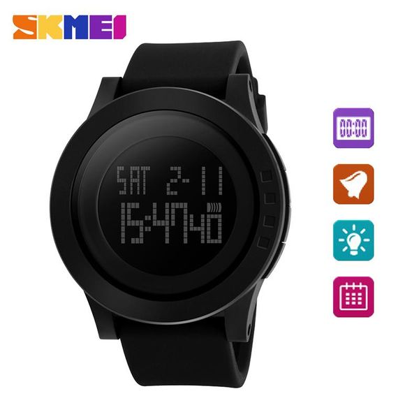 

wristwatches skmei led large dial outdoor men sports watches waterproof alarm chrono calendar casual watch relogio masculino, Slivery;brown
