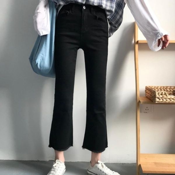 

women's jeans black denim pants autumn winter korean style slimming high waist, Blue
