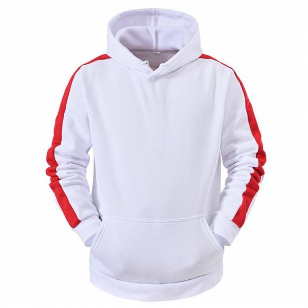 

men's hoodies & sweatshirts autumn winter contract color hoodie oversized kangaroo pocket patchwork long sleeve hip hop white sweatshir, Black