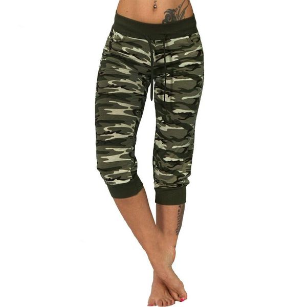 Pantaloni da donna Capris 3/4 Pantaloni da jogging leggeri Capri Camouflage Sport Fitness Pantaloni Legging Taglie forti XS-8XL