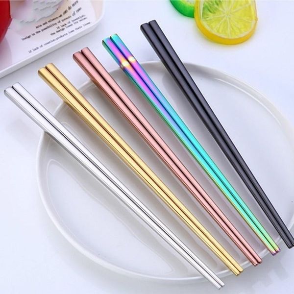 

chopsticks pair stainless steel tableware colorful length 23cm reusable dishware wedding party festival occasions chinese gift