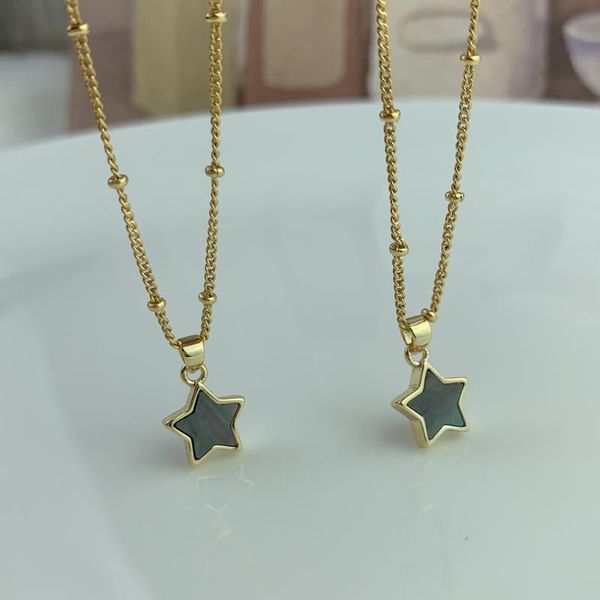 

pendant necklaces simple star choker necklace women 2021 fashion natural black mother of pearl shell jewelry, Silver