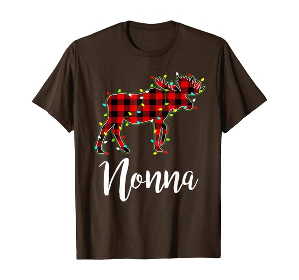 

nonna moose red plaid xmas lights matching pajama family t-shirt, White;black
