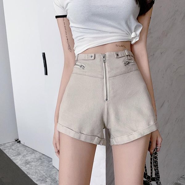 

women's shorts high waist stretch summer denim for women black solid zip up jeans short pants casual bottoms p178, White;black