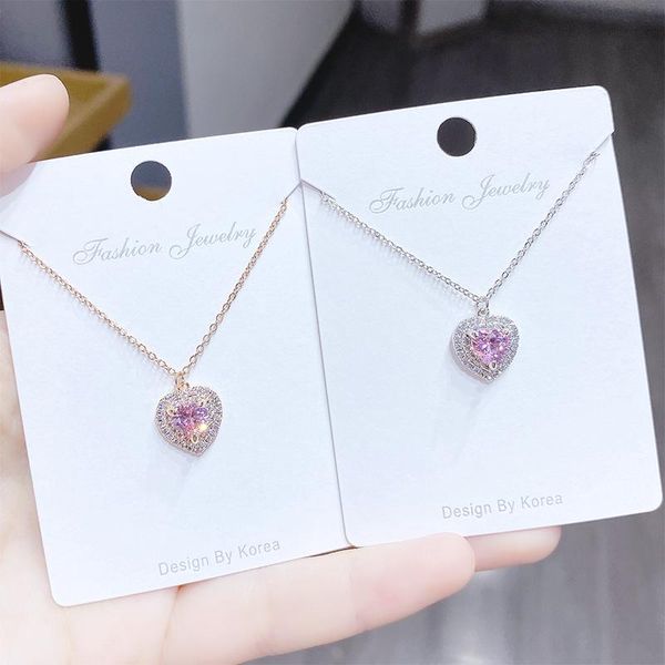 

chains classic heart shape zircon necklace for women fashion jewelry trend custom made gift gold chain hiphop party weddin, Silver