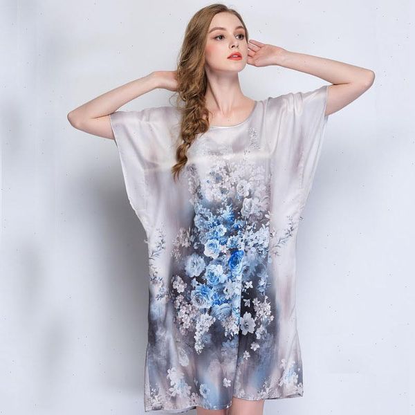 

oversized summer silk rayon womens sleepwears home dress casual nightdress sleepshirt robe gown kimono bathrobe, Black;red