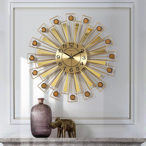 

wall clocks nordic luxury wrought iron clock decoration livingroom home quartz mute hanging crafts el sticker mural