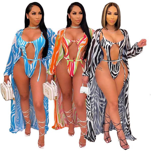 

ol6034 fashion women's printed cape swimsuit 2-piece set, White;black