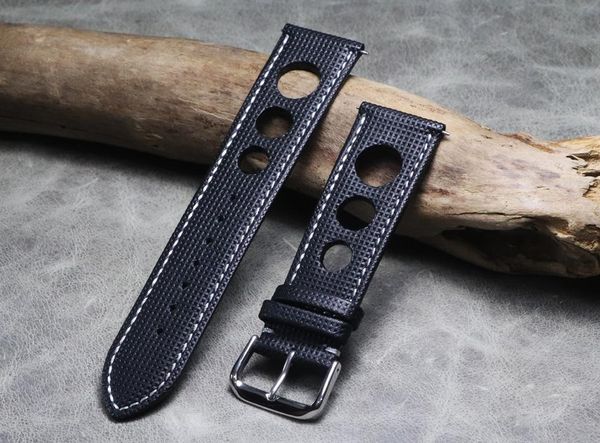 

watch bands handmade genuine leather strap watchband men's belts band black replacement 20 22 24 mm breathable watches accessories, Black;brown
